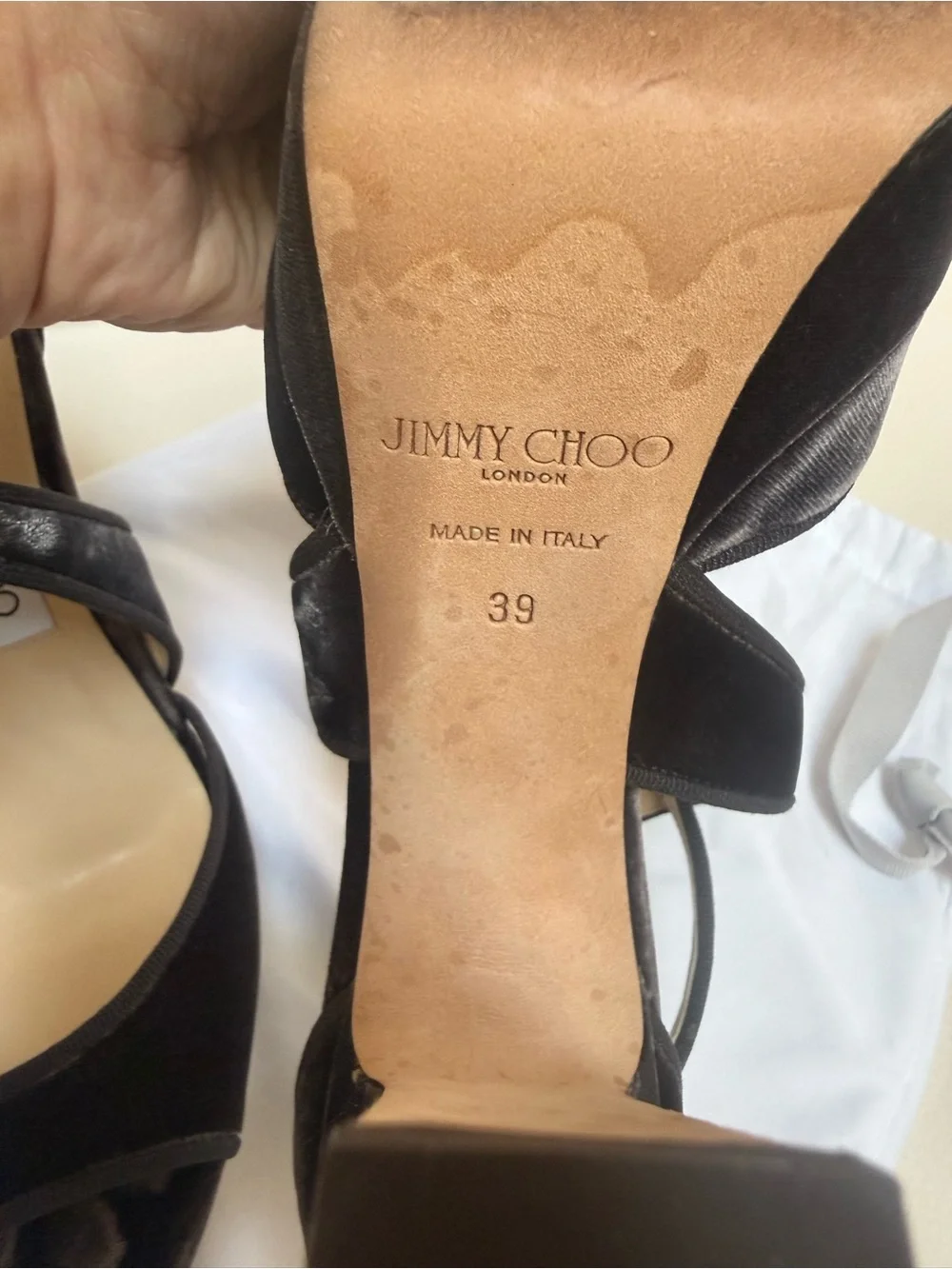 Jimmy Choo Black Velvet Platform Sandals with Crisscross Straps